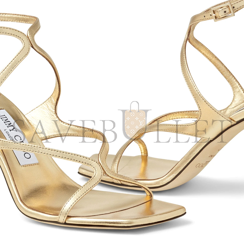Ji*y Ch* azie 85 gold metallic nappa leather sandals azie85mna